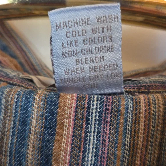Dressbarn Blue Multi-Color Striped Cotton Button Up Shirt Sz 1X - Picture 11 of 11